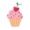 Valentine cupcake icon with heart shaped cherry.