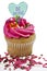 Valentine cupcake with pink frosting