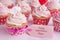 Valentine cupcakes with the words \'Happy Valentine\'s day\'