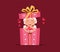 Valentine Cupid angel in gift box. Cute boy or girl cupid cartoon character