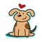 Valentine cute dog puppy love with red heart