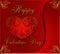 Valentine day background in floral ornament style wiyh red and gold colors