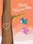 Valentine Day background with flying love birds