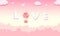 Valentine day background. Lovers hamster in balloon pink on cloud at  sky blue