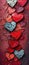 Valentine day background or phone wallpaper with grunge textured hearts, AI generated