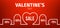 Valentine day banner. Outline Price tag, heart shape and discount percent. Vector set blank price tag coupons on red background