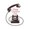 Valentine day card. Vintage phone with greeting