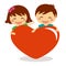 Valentine Day children holding heart