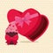 Valentine day with chocolate and muffin with ribbon bow