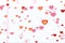 Valentine day colorful draw hearts shape on white paper school with rows background, holiday festive valentine day love