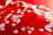 Valentine day concept. Hearts and Ribbon with red background. 14 february, abstract, anniversary, background, banner