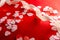 Valentine day concept. Hearts and Ribbon with red background. 14 february, abstract, anniversary, background, banner