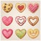 Valentine day cookie set. Heart shaped pastry
