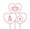 Valentine day coronavirus heart balloon banner. Valentine love events and holidays during a pandemic Vector illustration on white