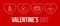 Valentine day coronavirus outline heart banner. Valentine love events and holidays during a pandemic Vector illustration on red