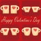 Valentine day couple of cups red background