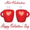 Valentine day couple of cups white background Hot Valentine