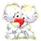 Valentine day. Cute White bear and red heart