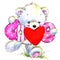 Valentine day. Cute White bear and red heart.