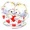 Valentine day. Cute White bear and red heart.