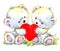 Valentine day. Cute White bear and red heart.