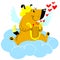 Valentine Day dog character. Dog in cupid or angel fancy costu