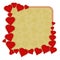 Valentine day frame of hearts gold background vector