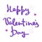 Valentine day greeting card design. Purple inscription on a white background. Happy Valentines Day. Isolated Design for holiday