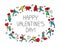 Valentine Day greeting card with people with hearts symbol. Love