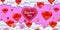 Valentine day papercut craft design horizontal banner, red pink balloon hearts and clouds. Template background for