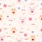 Valentine day patterns. Hamster , mouse , heart, flower on orange background