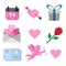 Valentine Day Related Symbols Vector Illustration Graphic Set