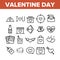 Valentine Day Romantic Collection Icons Set Vector