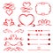 Valentine day set of red arrows, dividers and elements