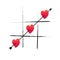 Valentine Day Theme with Three Hearts and Arrow