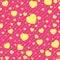 Valentine Day and yellow Heart on Pink background. Vector Valentine Day Background.