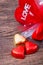 Valentine decoration, heart shaped chocolate, heart and love word