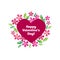 Valentine decorative element with heart and flower.