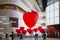 Valentine display heart big balloon lamp , lighting in front of department store