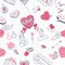 Valentine doodles seamless pattern