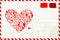 Valentine envelope with red heart sketch