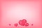 Valentine festival. Red hearts on pink background.