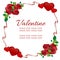 Valentine frame theme with red rose decoration