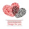 Valentine greeting card with Heart made of red and black circles