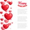 Valentine greeting card, red realistic hearts, vector illustration