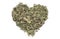 Valentine heart of dried nettle on white background
