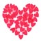 Valentine heart made of many small pink velvet heart