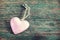 Valentine heart pastel color on wooden