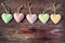Valentine heart pastel color on wooden background