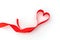 Valentine Heart. Red Silk Ribbon. Love Symbol .